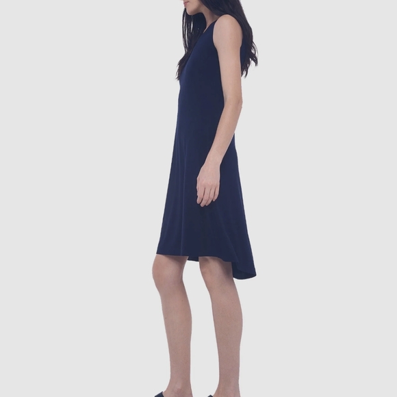 Norma Kamali Sleeveless Swing Dress Midnight Navy Blue Size Small - Picture 4 of 6